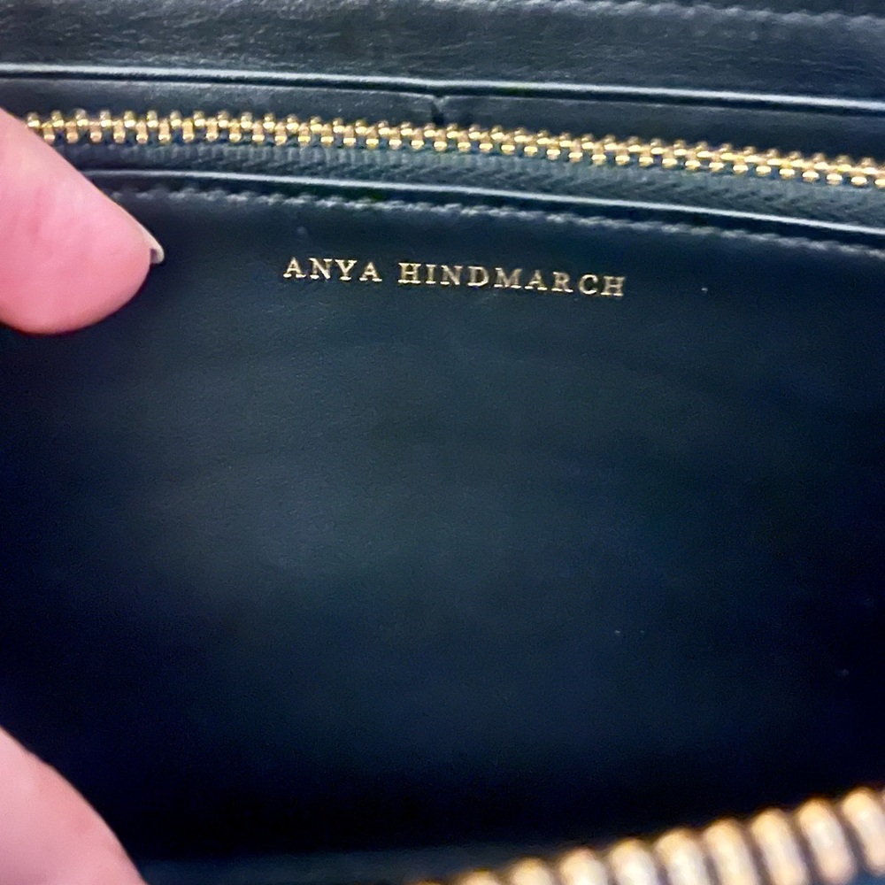 Black Leather Anya Hindmarch Emoji long wallet. - Picture 7 of 12